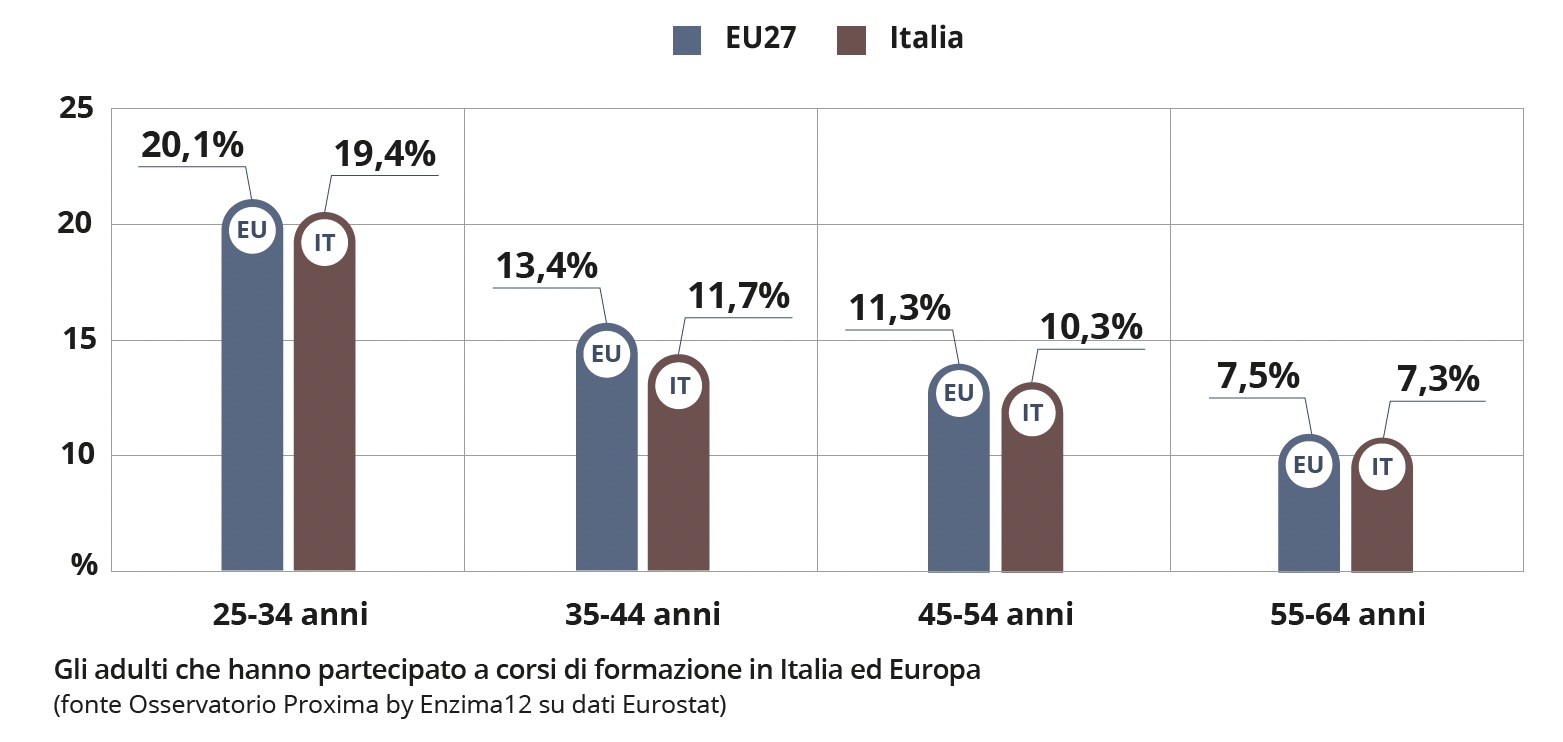 Gli adulti che hanno partecipato a corsi di formazione in Italia ed Europa Gli adulti che hanno partecipato a corsi di formazione in Italia ed Europa